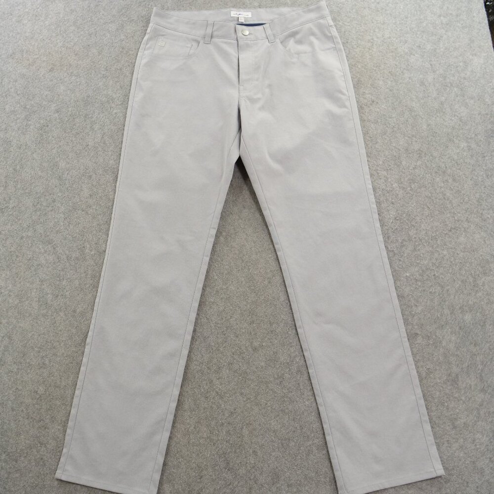 Peter Miller Pants Mens 33 Gray Chinos Flat Front Performance Stretch Golf